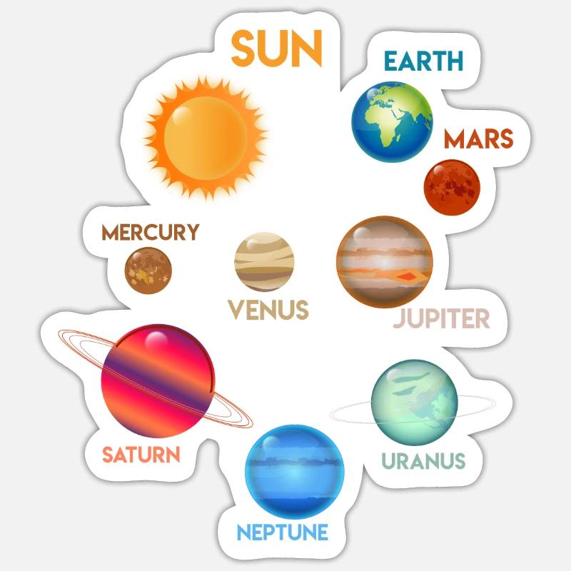 Sonnensystem Planeten Sonne Erde Mars Astrologie - Sticker Größe S (10 x 10 cm) - Mattweiß