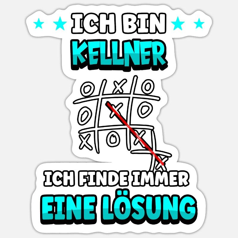 Ich bin Kellner ich finde immer eine Lösung - Sticker Größe S (10 x 10 cm) - Mattweiß