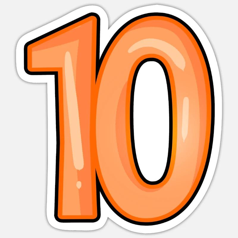 Nummer 10 - Sticker Größe S (10 x 10 cm) - Mattweiß