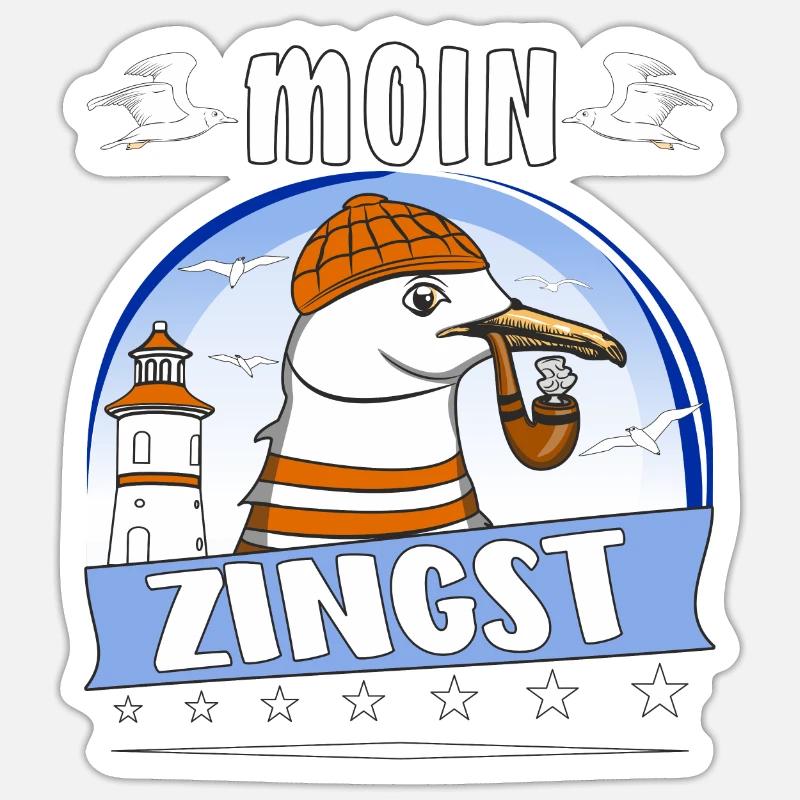 MÖWE MOIN ZINGST Sticker Größe S (10 x 10 cm)