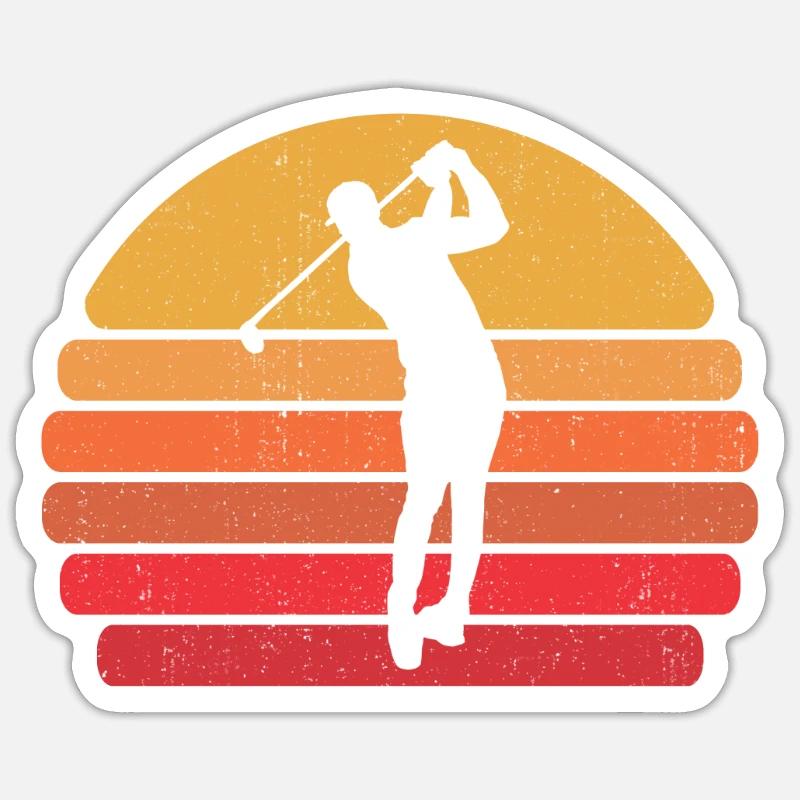 Golf rétro golf golf golf - Sticker taille S (10 x 10 cm) - blanc mat