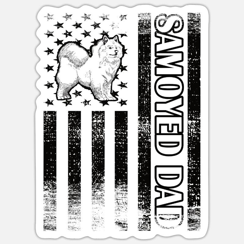 Samoyède Papa Samoyède Propriétaire Samoyède Amant - Sticker taille S (10 x 10 cm) - blanc mat