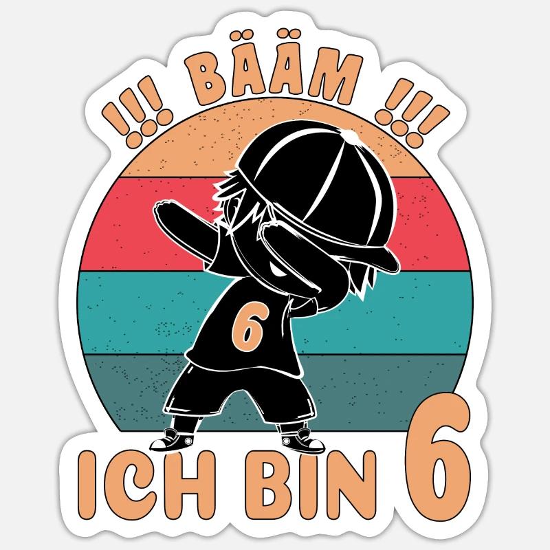 Bääm Geburtstag ich bin 6. - Sticker Größe S (10 x 10 cm) - Mattweiß