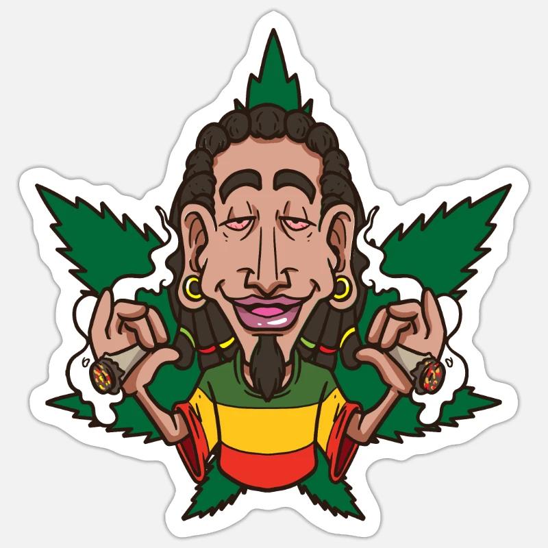 Unkraut Rastafari Mann Sticker Größe S (10 x 10 cm)