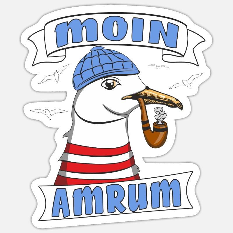 3886 MÖWE MOIN AMRUM - Sticker Größe S (10 x 10 cm) - Mattweiß