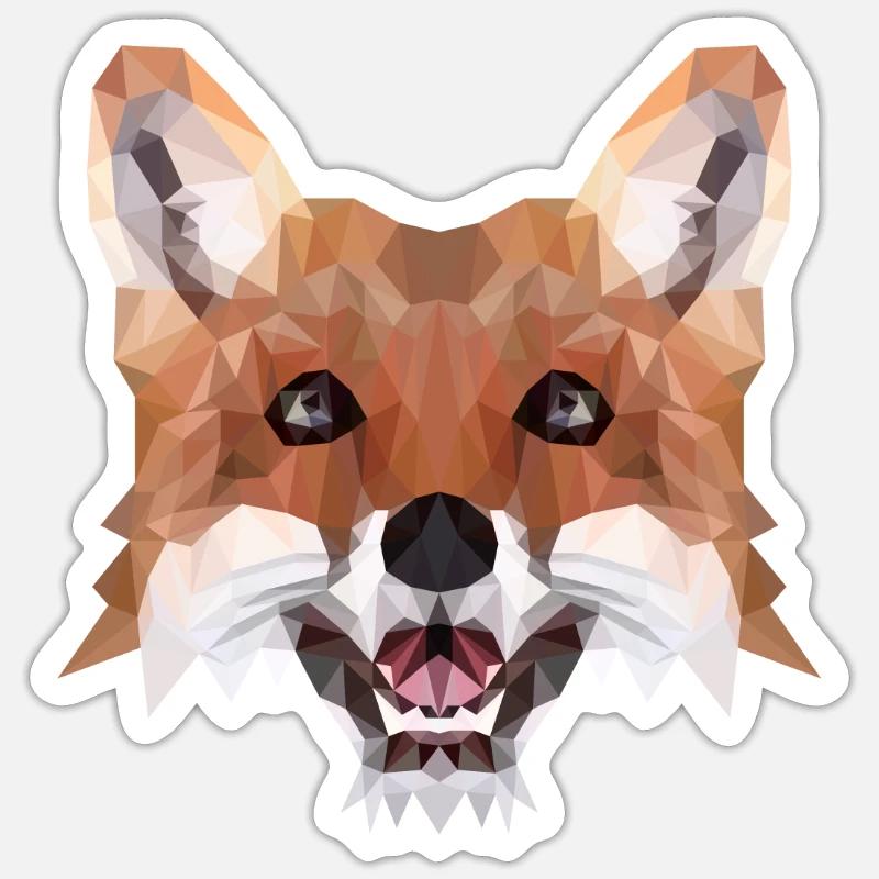Fuchs Polygon Geometrisch Waldtier Geschenkidee Sticker Größe S (10 x 10 cm)