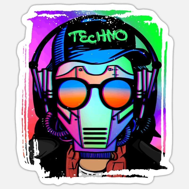 Psychedelic / Techno / Minimal Head Design Sticker Größe S (10 x 10 cm)