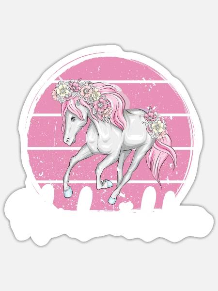 Pferdemädchen Pferd - Sticker Größe S (10 x 10 cm) - Mattweiß