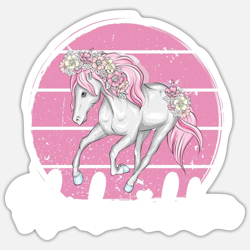 Pferdemädchen Pferd - Sticker Größe S (10 x 10 cm) - Mattweiß