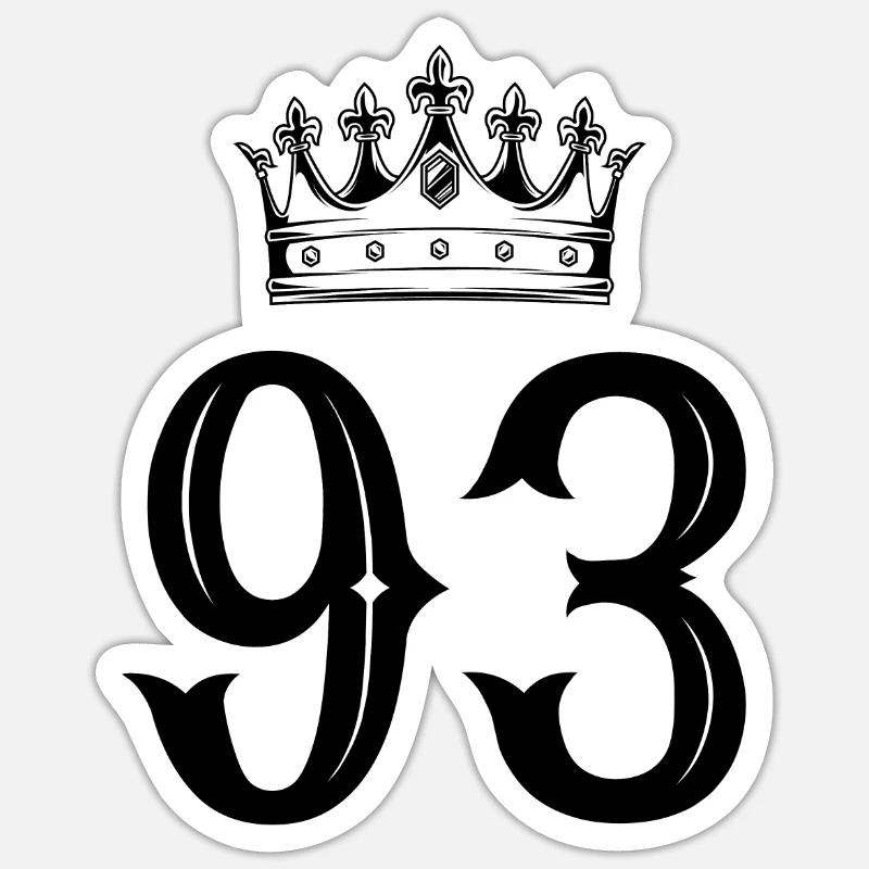 93 nombre de couronnes - Sticker taille S (10 x 10 cm) - blanc mat