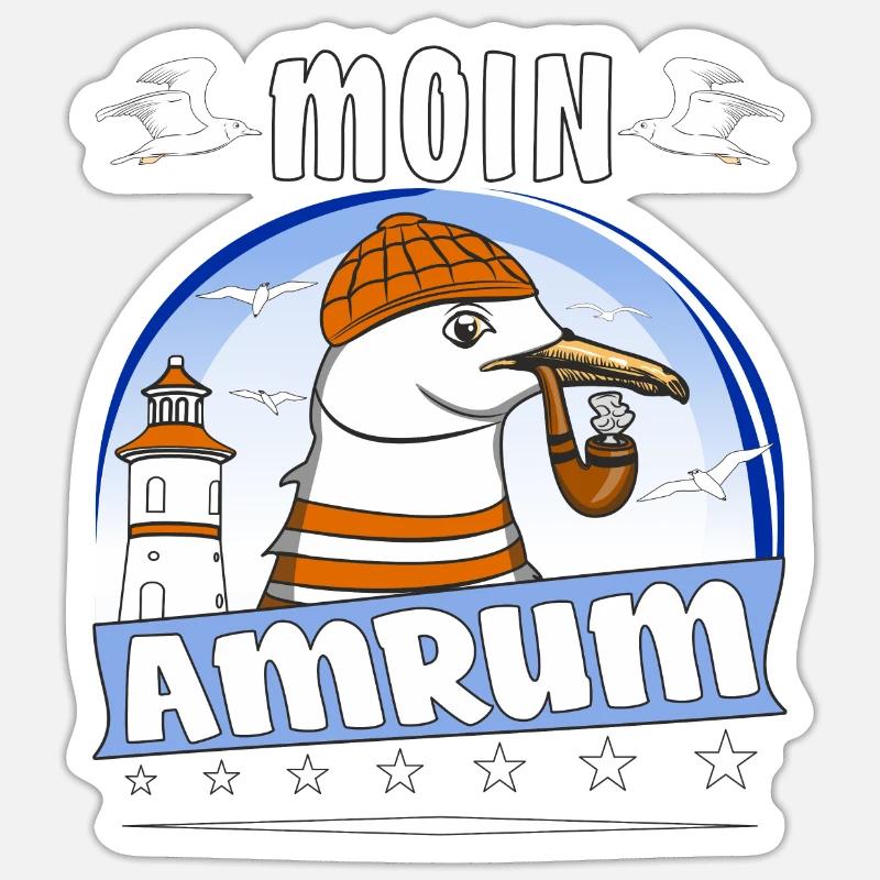 MÖWE MOIN AMRUM - Sticker Größe S (10 x 10 cm) - Mattweiß