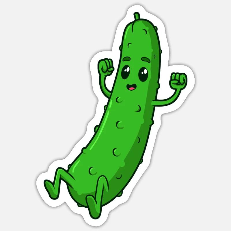 Comic Gurke - Sticker Größe S (10 x 10 cm) - Mattweiß