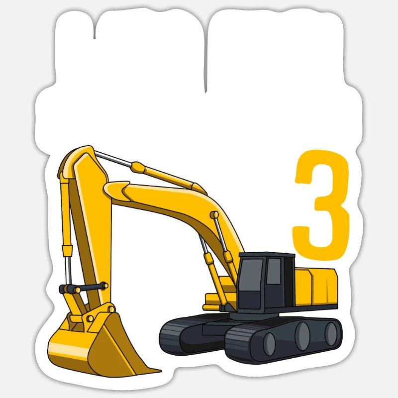 Bagger 3. Geburtstag Weg Frei Ich Bin Schon 3 - Sticker Größe S (10 x 10 cm) - Mattweiß