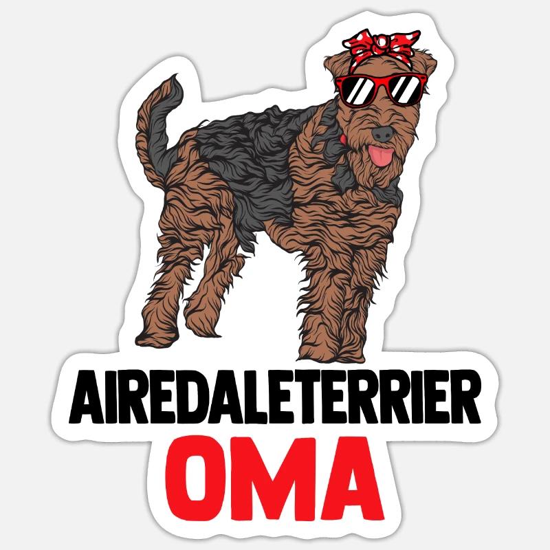 Airedale Terrier - Sticker taille S (10 x 10 cm) - blanc mat