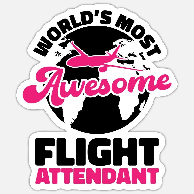 Stewardess flugbegleiterin Flugbegleiter Geschenk - Sticker Größe S (10 x 10 cm) - Mattweiß