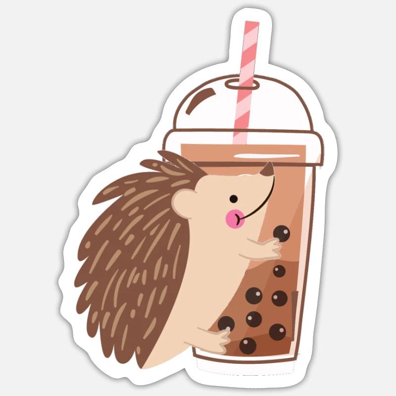 Bubble Tea Hérissons Sticker taille S (10 x 10 cm)