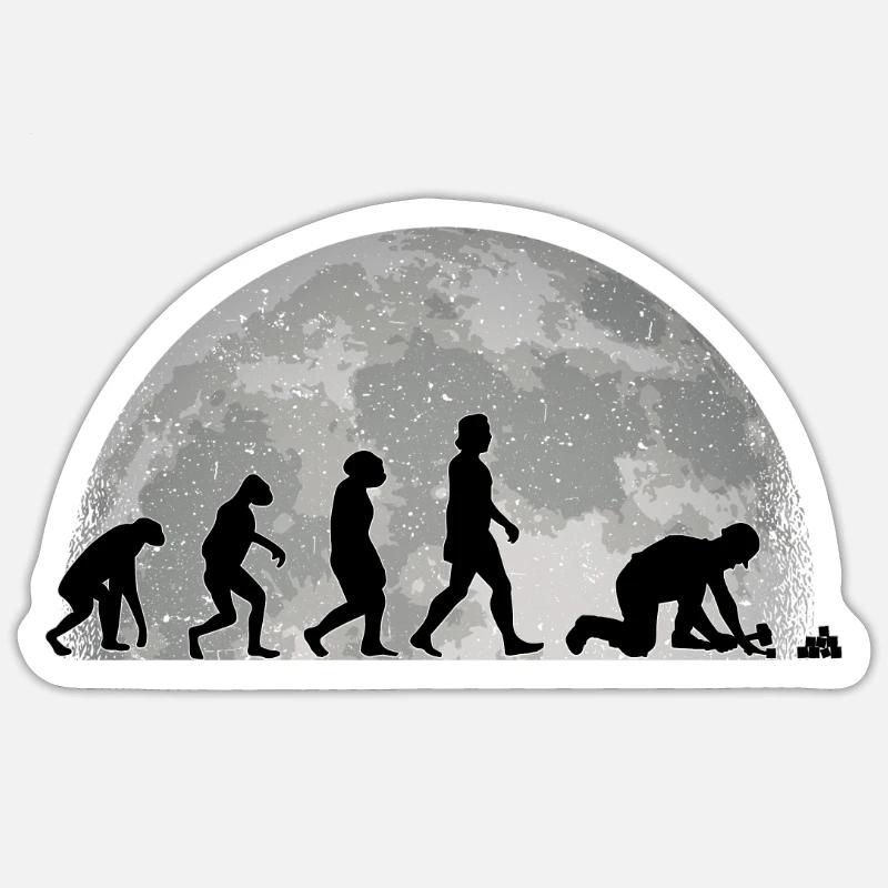 Pavage Evolution Lune Pierre Cadeau - Sticker taille S (10 x 10 cm) - blanc mat