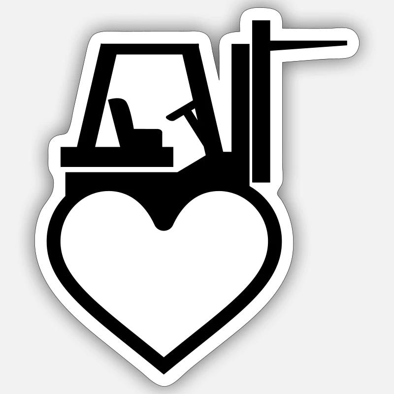 Heart forklift stacker - Sticker size S (10 x 10 cm) - white matte