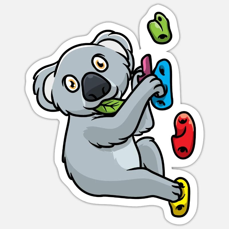 Boulderer Bouldern Koala Escalade Mur d’escalade - Sticker taille S (10 x 10 cm) - blanc mat