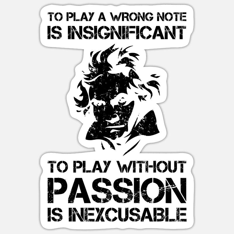 To play a wrong note Geschenk Beethoven Silhouette Sticker Größe S (10 x 10 cm)