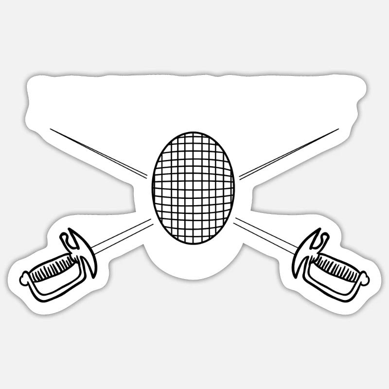 Fechten Schwertkampf Säbel Schwert Duell - Sticker Größe S (10 x 10 cm) - Mattweiß