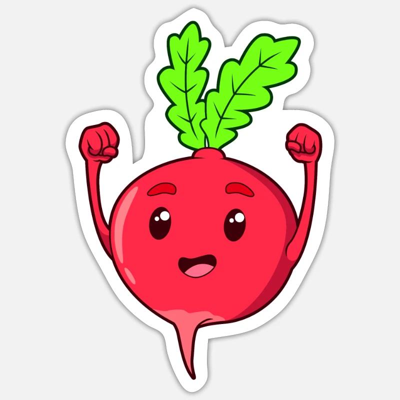 Comic Radieschen - Sticker Größe S (10 x 10 cm) - Mattweiß
