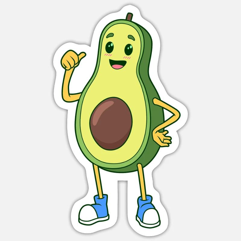 Comic Avocado - Sticker Größe S (10 x 10 cm) - Mattweiß