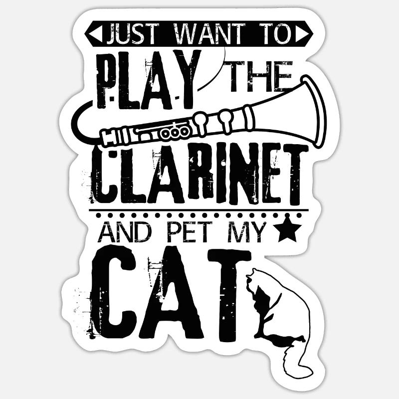 Clarinet cat Sticker size S (10 x 10 cm)