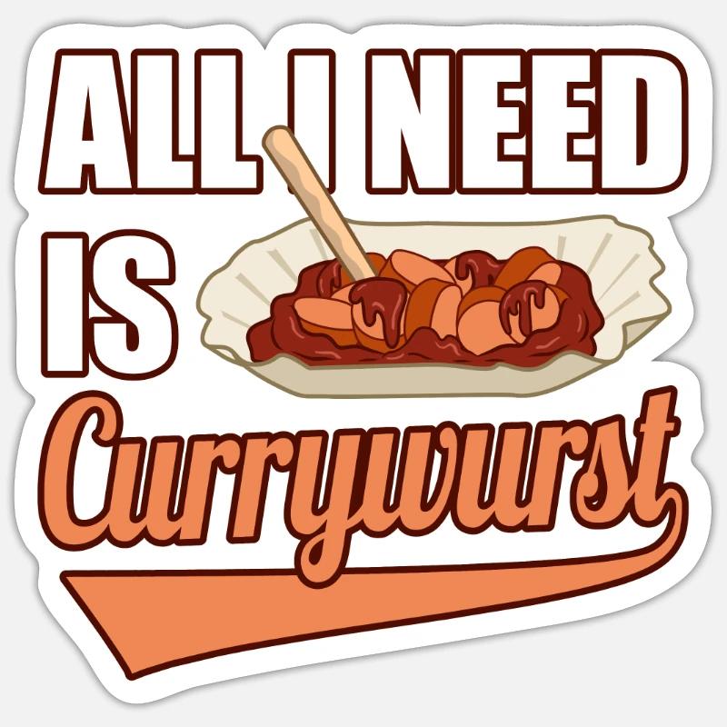 Currywurst - Sticker Größe S (10 x 10 cm) - Mattweiß