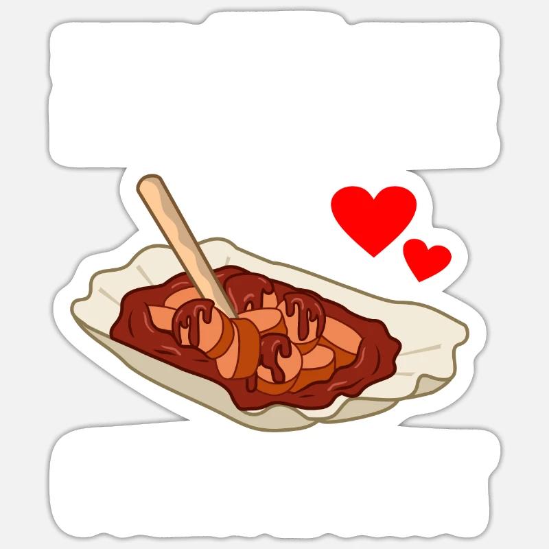 Currywurst - Sticker Größe S (10 x 10 cm) - Mattweiß