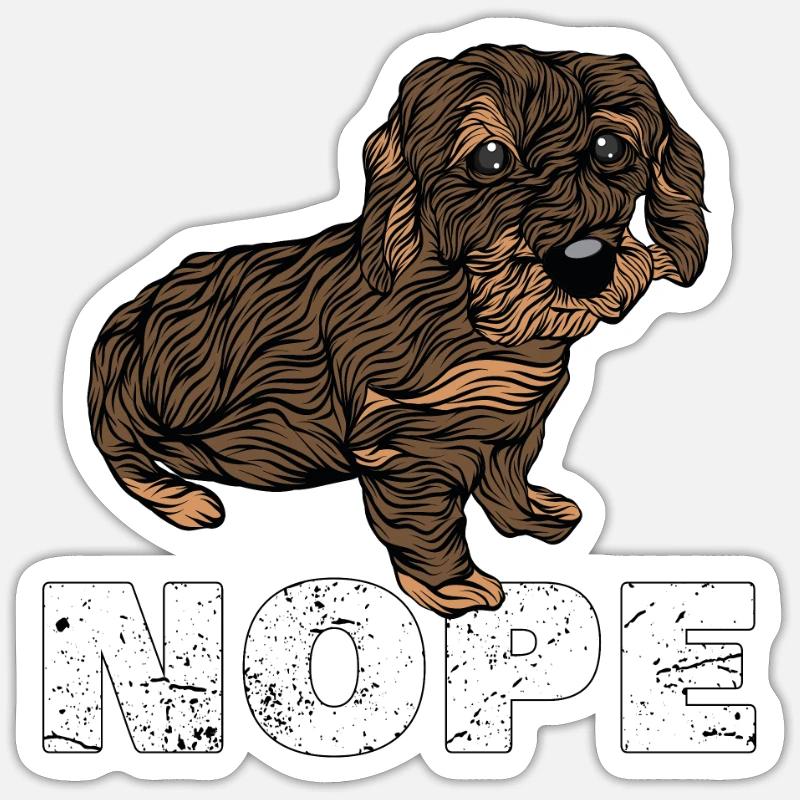 Nope Teckel teckel teckel - Sticker taille S (10 x 10 cm) - blanc mat