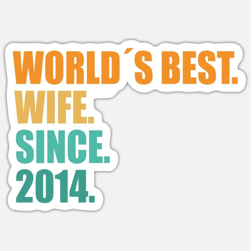 Beste Ehefrau seit 2014 7. Hochzeitstag - Sticker Größe S (10 x 10 cm) - Mattweiß