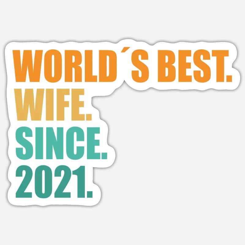 Beste Ehefrau seit 2021 1. Hochzeitstag - Sticker Größe S (10 x 10 cm) - Mattweiß