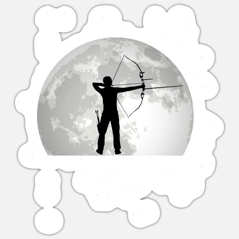 Bogenschütze Mond Bogenschießen Pfeil und Bogen - Sticker Größe S (10 x 10 cm) - Mattweiß