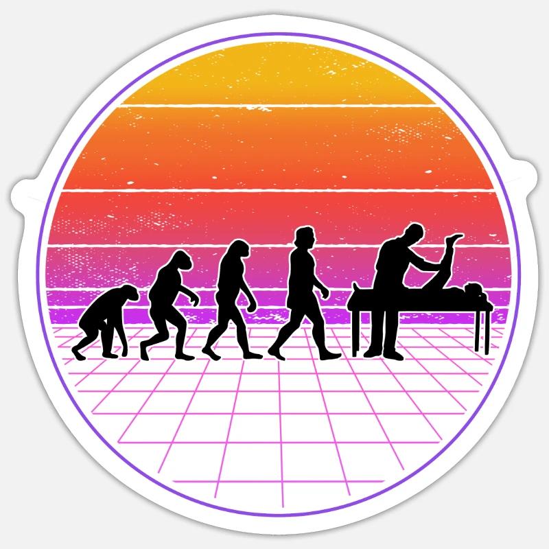 Physiotherapeut Evolution Vaporwave Physio - Sticker Größe S (10 x 10 cm) - Mattweiß