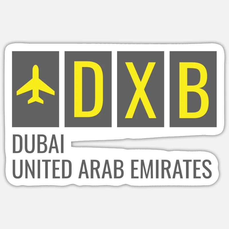 DXB Dubai Arab Emirates Code de l’aéroport - Sticker taille S (10 x 10 cm) - blanc mat