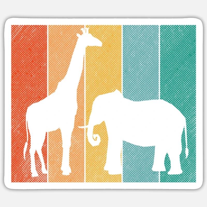 Girafe Éléphant Afrique - Sticker taille S (10 x 10 cm) - blanc mat