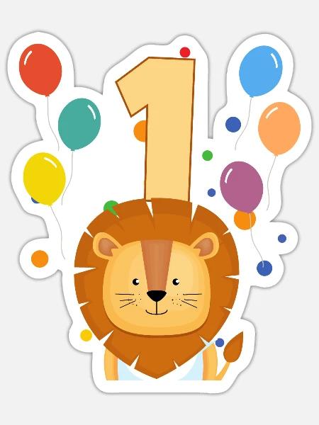 1. Geburtstag Kindergeburtstag 1 Jahre Löwe - Sticker Größe S (10 x 10 cm) - Mattweiß