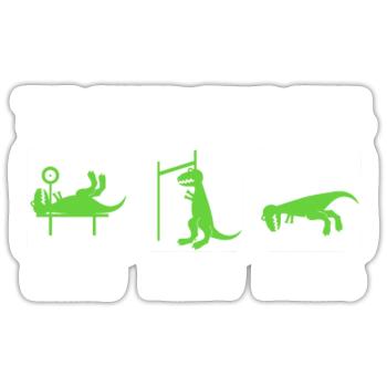 Dino The struggle is real funny T-Rex gym workout - Sticker taille S (10 x 10 cm) - blanc mat - Devant