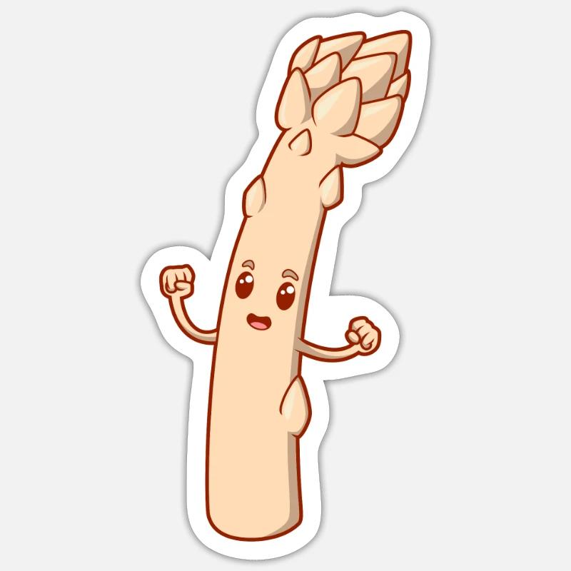 Comic Spargel - Sticker Größe S (10 x 10 cm) - Mattweiß