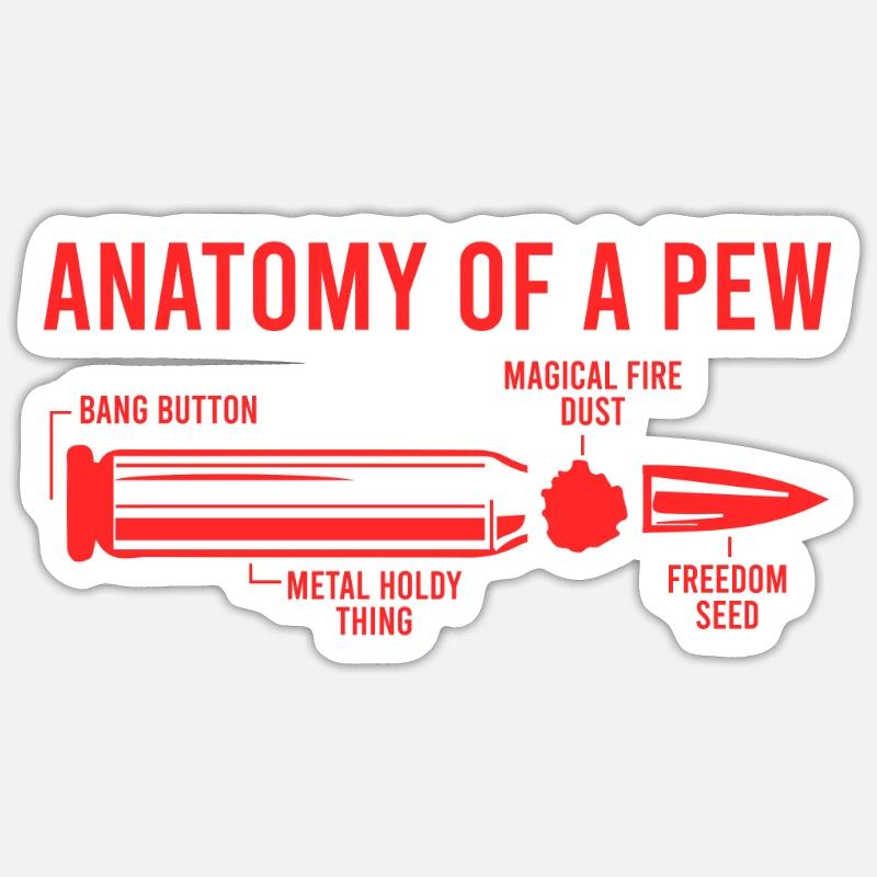 Anatomie d’une arme Pew munition arme de chasse - Sticker taille S (10 x 10 cm) - blanc mat