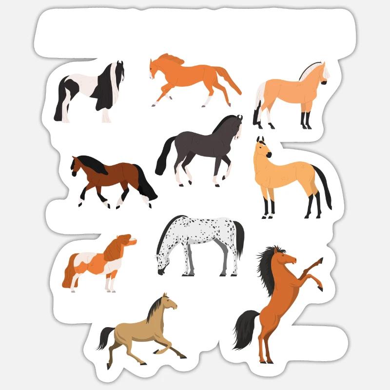 Pferd Pferde Pferderassen Geschenk - Sticker Größe S (10 x 10 cm) - Mattweiß