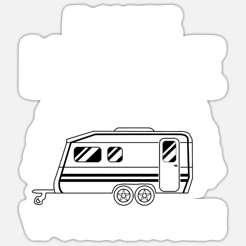 Echte Kerle ziehen Wohnwagen - Sticker Größe S (10 x 10 cm) - Mattweiß