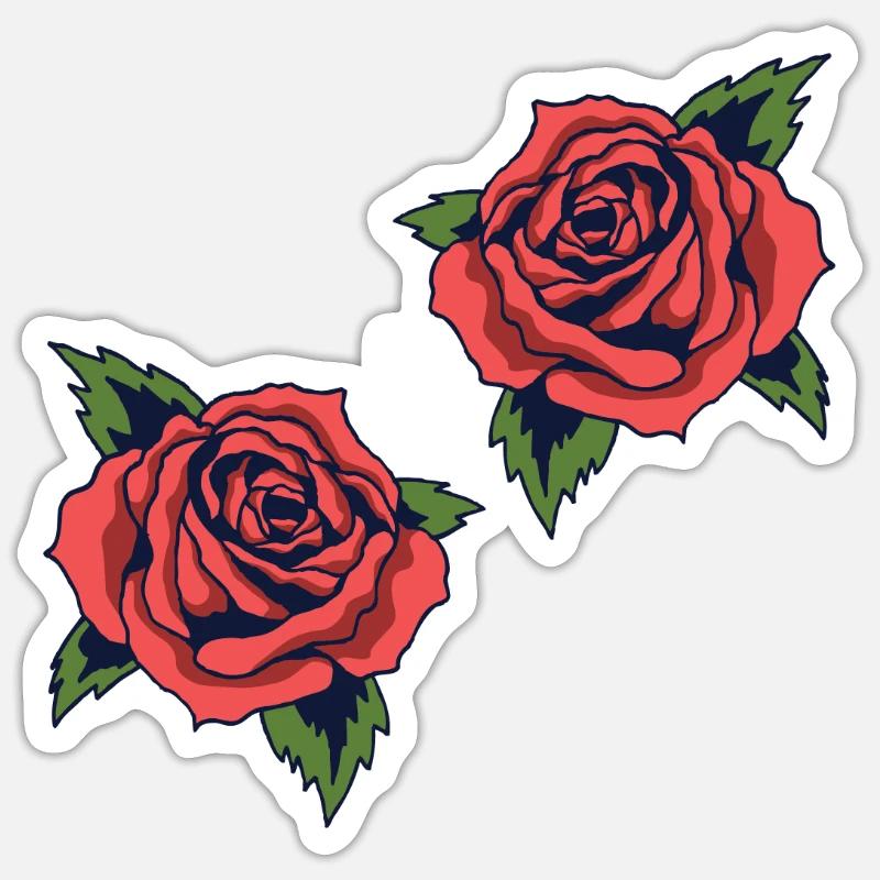 Roses - Sticker taille S (10 x 10 cm) - blanc mat