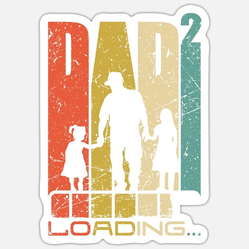Papa 2 Töchter Vater werden Geschenk Sticker Größe S (10 x 10 cm)