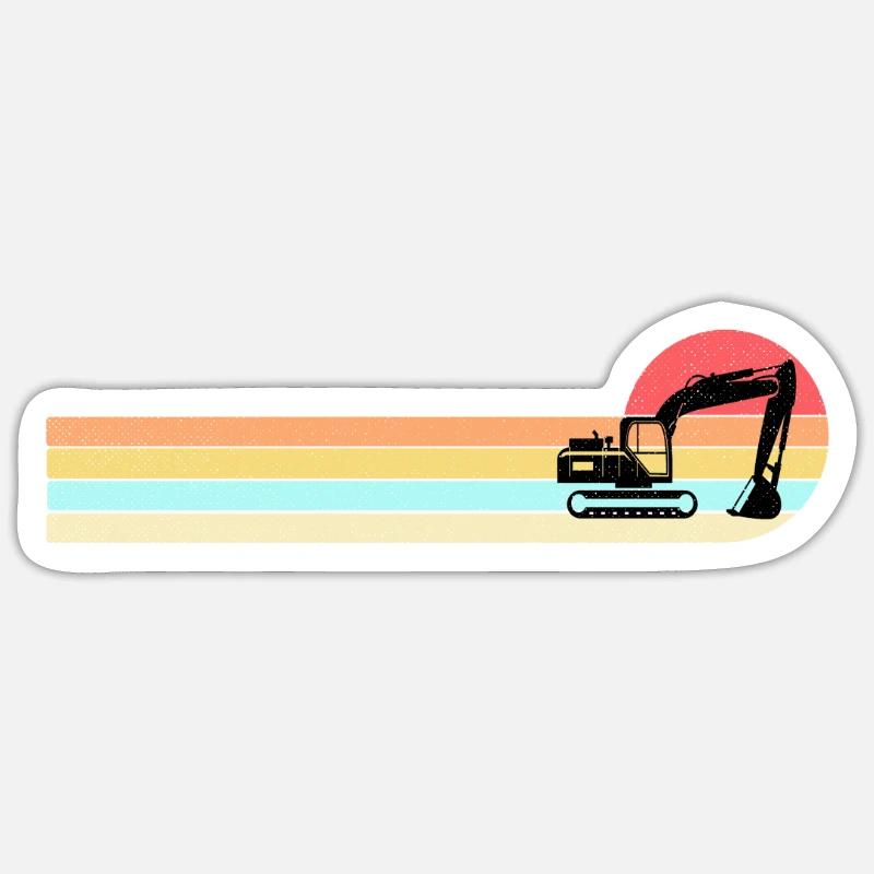 Vintage Excavator Driver Construction Machine Chantier de construction Sticker taille S (10 x 10 cm)