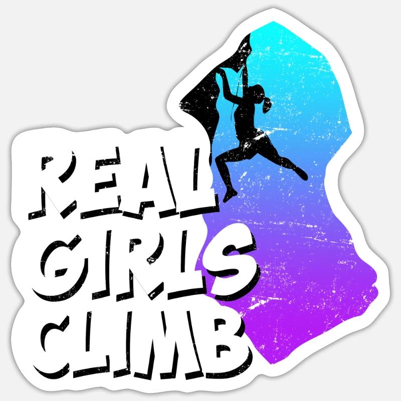 Kletter Boulder Spruch Echte Mädchen klettern Sticker Größe S (10 x 10 cm)