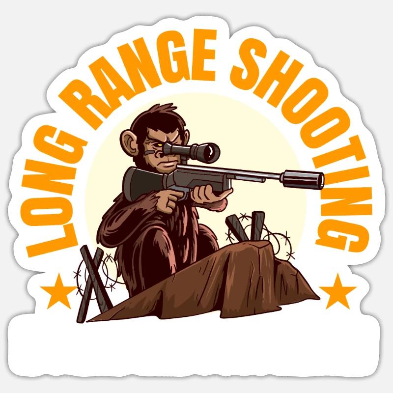 Sniper Monkey Gift. - Sticker size S (10 x 10 cm) - white matte