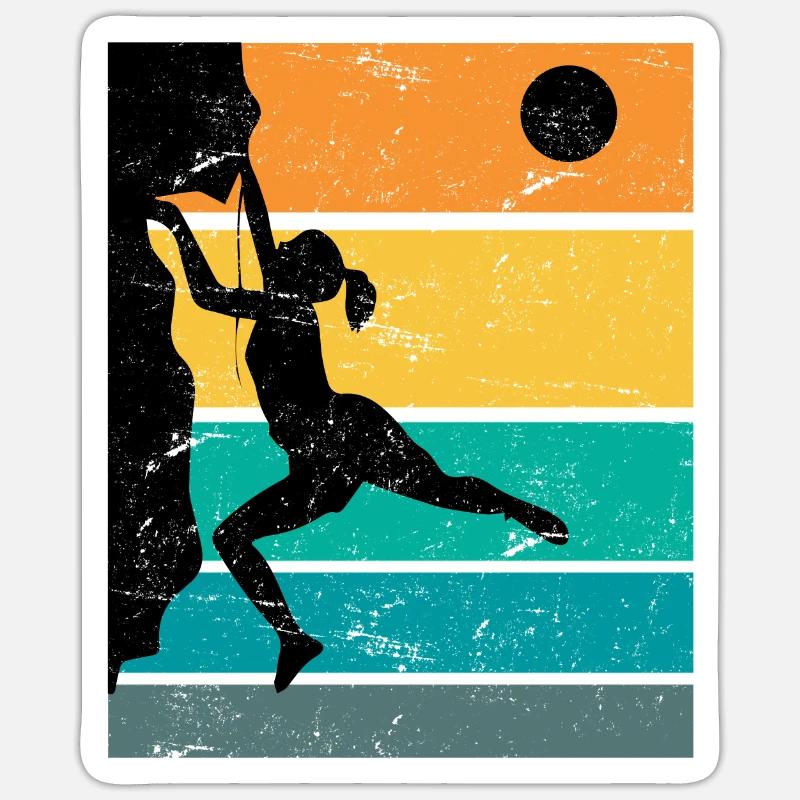 Retro Boulder Escalade de roches Escalade libre Sticker taille S (10 x 10 cm)