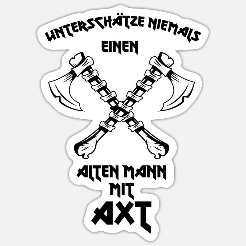 Alter Mann mit Axt Sticker Größe S (10 x 10 cm)